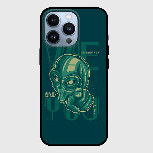 Чехол iPhone 13 Pro А ты инопланетянин? / 3D-Черный – фото 1