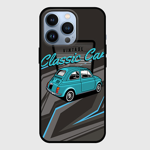 Чехол iPhone 13 Pro Classic blue retro car / 3D-Черный – фото 1