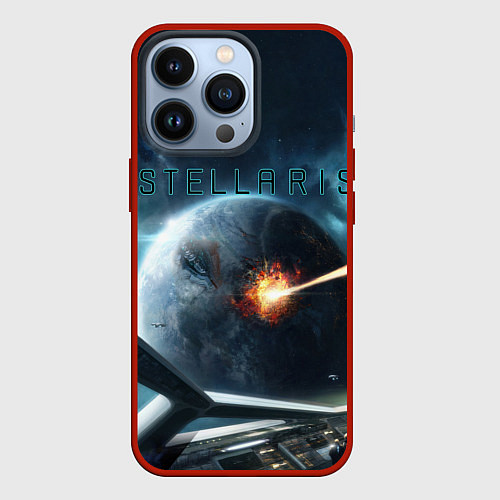 Чехол iPhone 13 Pro Stellaris взрыв звезды лучом с космического корабл / 3D-Красный – фото 1