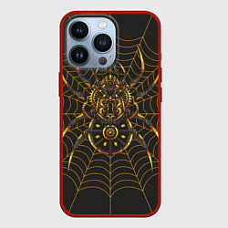 Чехол для iPhone 13 Pro Стимпанк паук в паутине, цвет: 3D-красный