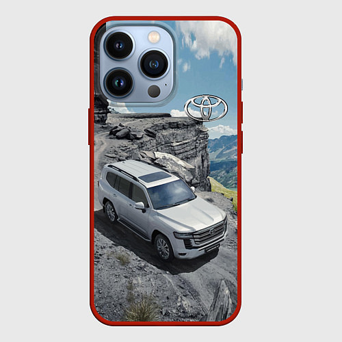 Чехол iPhone 13 Pro Toyota Land Cruiser 300 Горная дорога / 3D-Красный – фото 1