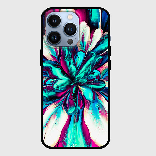 Чехол iPhone 13 Pro Цветок из краски / 3D-Черный – фото 1