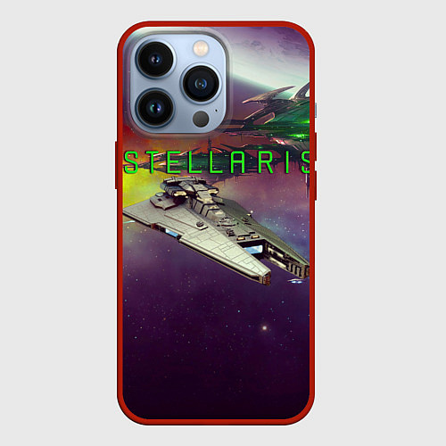 Чехол iPhone 13 Pro Stellaris космический корабль в космосе / 3D-Красный – фото 1