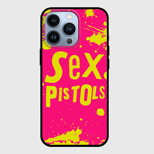 Чехол iPhone 13 Pro Sex Pistols Yellow Logo / 3D-Черный – фото 1