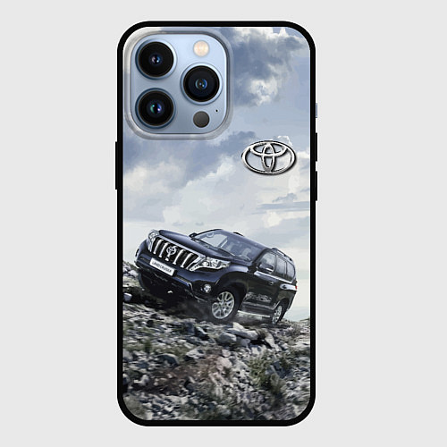 Чехол iPhone 13 Pro Toyota Land Cruiser Prado на скальных камнях Mount / 3D-Черный – фото 1