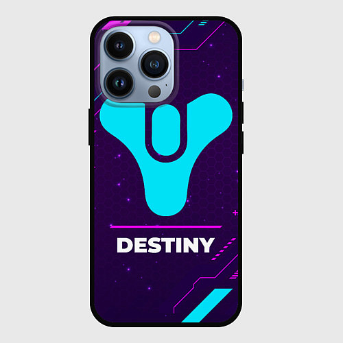 Чехол iPhone 13 Pro Символ Destiny в неоновых цветах на темном фоне / 3D-Черный – фото 1