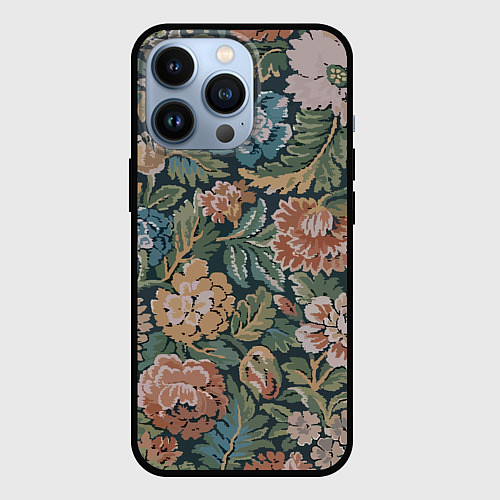 Чехол iPhone 13 Pro Floral pattern Цветочный паттерн / 3D-Черный – фото 1