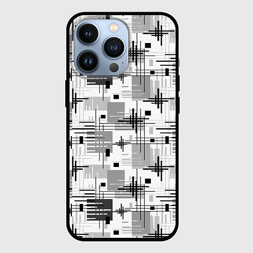 Чехол iPhone 13 Pro Черно белый ретро геометрический узор / 3D-Черный – фото 1