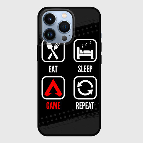 Чехол iPhone 13 Pro Eat, Sleep, Apex Legends, Repeat / 3D-Черный – фото 1