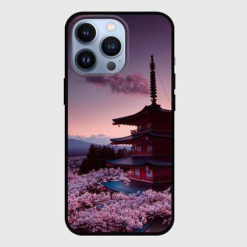 Чехол iPhone 13 Pro Цветение сакуры в Японии / 3D-Черный – фото 1