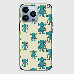 Чехол для iPhone 13 Pro Милые зеленые человечки, цвет: 3D-тёмно-синий