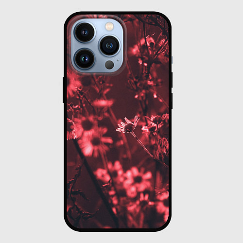 Чехол iPhone 13 Pro Цветы на закате / 3D-Черный – фото 1