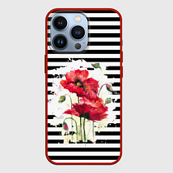 Чехол iPhone 13 Pro Red poppies Акварельные цветы