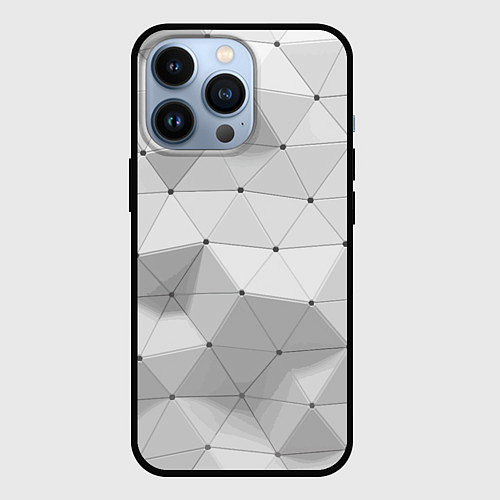 Чехол iPhone 13 Pro Полигональный объёмный паттерн / 3D-Черный – фото 1