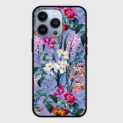 Чехол iPhone 13 Pro Цветы Пионы и Тигриди / 3D-Черный – фото 1