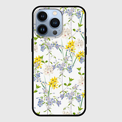 Чехол iPhone 13 Pro Цветы Барвинок и Рудбекия