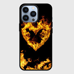 Чехол для iPhone 13 Pro Fire Heart, цвет: 3D-черный