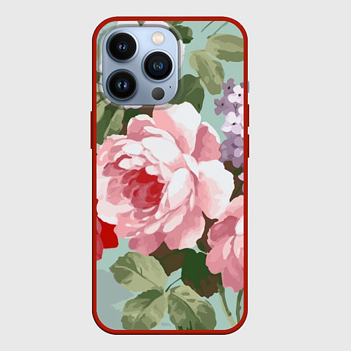 Чехол iPhone 13 Pro Букет роз Лето / 3D-Красный – фото 1