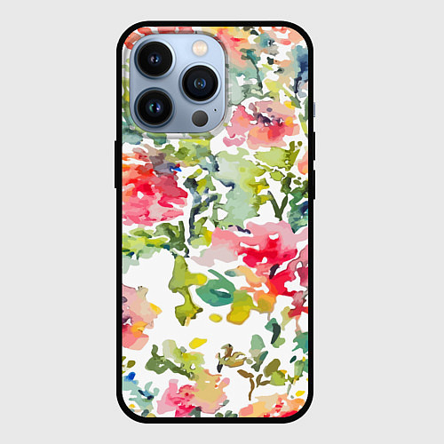 Чехол iPhone 13 Pro Floral pattern Watercolour Summer / 3D-Черный – фото 1