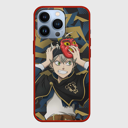 Чехол iPhone 13 Pro Черный клевер - Аста / 3D-Красный – фото 1