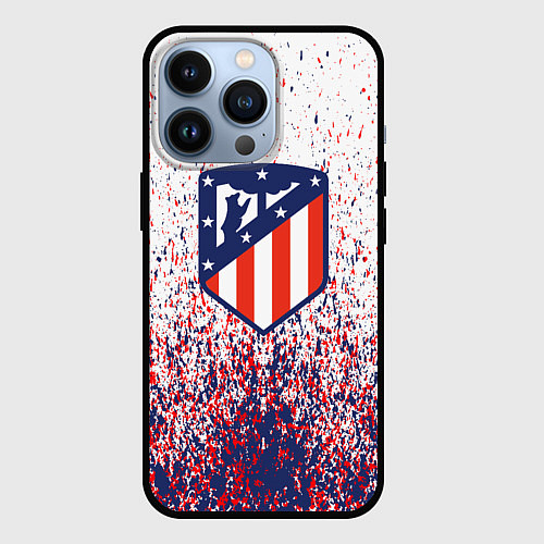 Чехол iPhone 13 Pro Atletico madrid logo брызги красок / 3D-Черный – фото 1