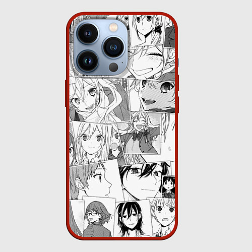 Чехол iPhone 13 Pro Horimiya pattern / 3D-Красный – фото 1