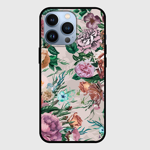 Чехол iPhone 13 Pro Color floral pattern Expressionism Summer / 3D-Черный – фото 1