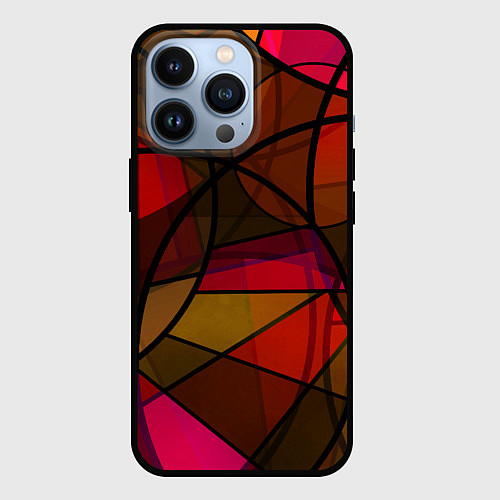 Чехол iPhone 13 Pro Абстрактный узор в оранжево-красных тонах / 3D-Черный – фото 1