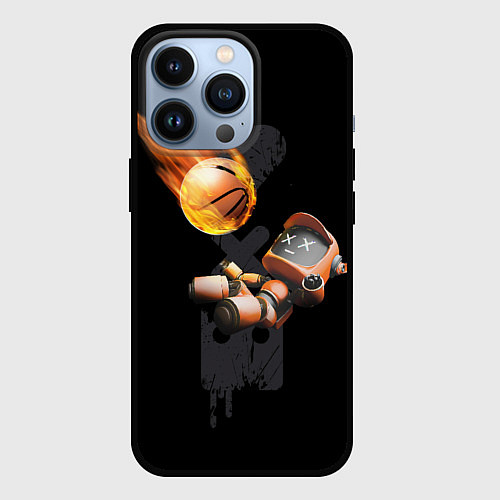 Чехол iPhone 13 Pro Горящий мяч и падающий робот / 3D-Черный – фото 1