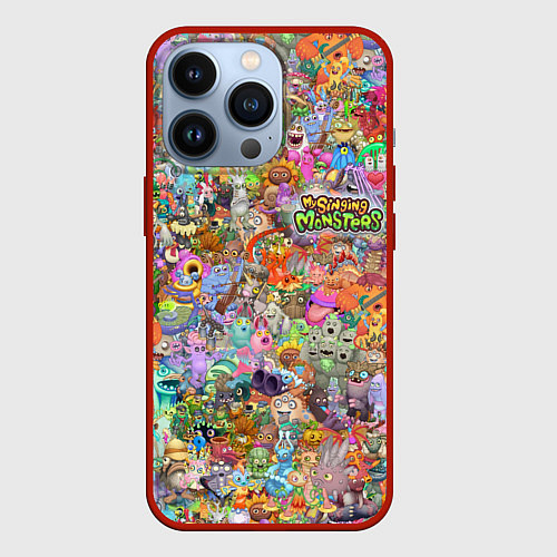 Чехол iPhone 13 Pro MY SINGING MONSTERS Все персонажи / 3D-Красный – фото 1