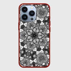 Чехол для iPhone 13 Pro Черно-белый геометрический мозаичный узор, цвет: 3D-красный
