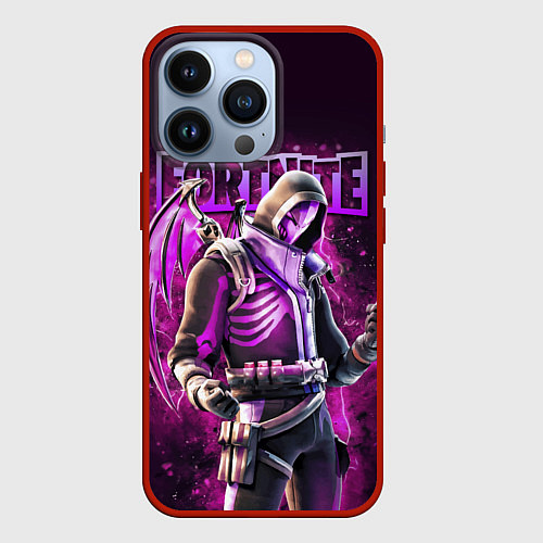 Чехол iPhone 13 Pro Fortnite Blacklight Крылатый персонаж видеоигры / 3D-Красный – фото 1