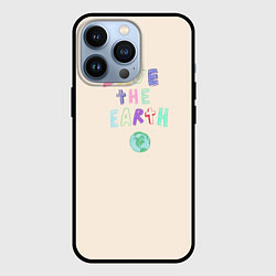 Чехол iPhone 13 Pro Save the earth на бежевом фоне