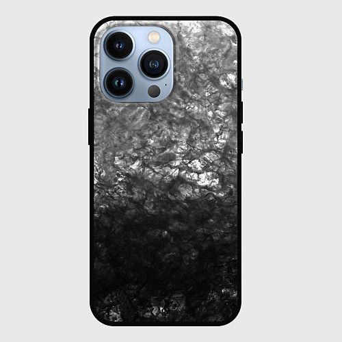 Чехол iPhone 13 Pro Текстура камня черно-белый узор / 3D-Черный – фото 1