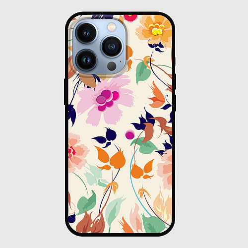 Чехол iPhone 13 Pro Summer floral pattern / 3D-Черный – фото 1