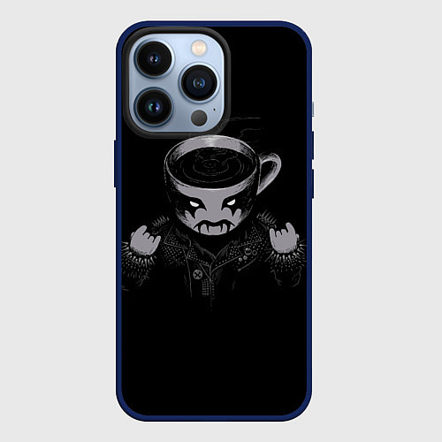 Чехол iPhone 13 Pro Black Metal Coffee / 3D-Тёмно-синий – фото 1