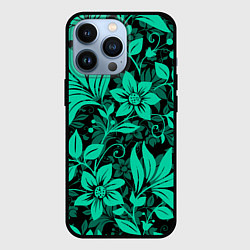 Чехол для iPhone 13 Pro Ажурный цветочный летний орнамент, цвет: 3D-черный