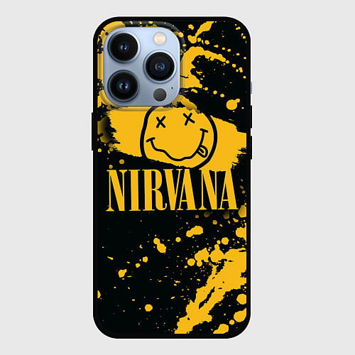 Чехол iPhone 13 Pro NIRVANA логотип и краска / 3D-Черный – фото 1