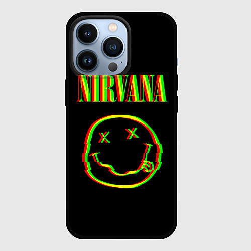 Чехол iPhone 13 Pro Nirvana глитч / 3D-Черный – фото 1