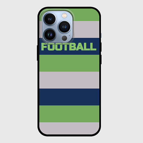 Чехол iPhone 13 Pro Цветные полосы текст футбол Text football colored / 3D-Черный – фото 1