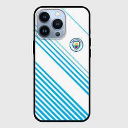 Чехол для iPhone 13 Pro Манчестер сити голубые полоски, цвет: 3D-черный