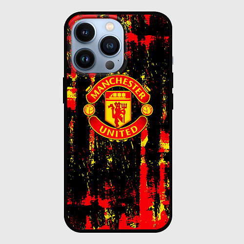 Чехол iPhone 13 Pro Manchester united краска / 3D-Черный – фото 1