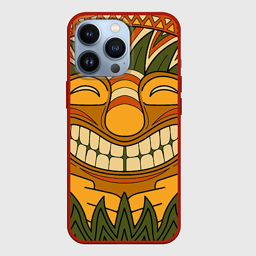 Чехол iPhone 13 Pro Polynesian tiki LUCKY / 3D-Красный – фото 1