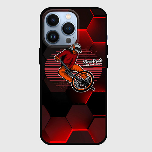 Чехол iPhone 13 Pro Велосипедист - экстрим / 3D-Черный – фото 1
