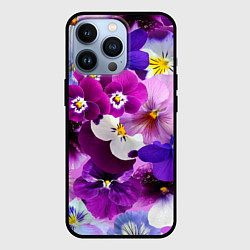 Чехол для iPhone 13 Pro CHARMING PANSIES, цвет: 3D-черный