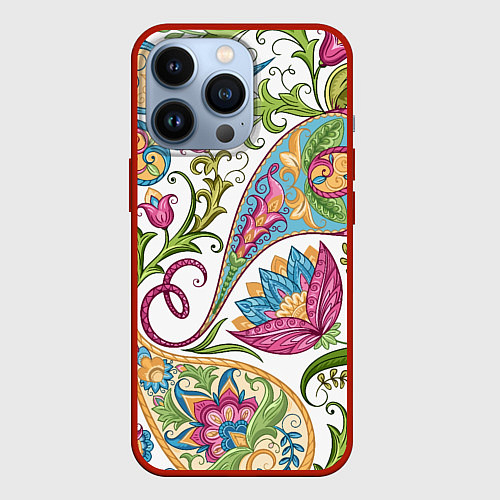 Чехол iPhone 13 Pro Fashionable floral Oriental pattern Summer 2025 / 3D-Красный – фото 1