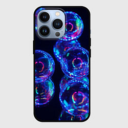 Чехол iPhone 13 Pro Неоновые сюрреалистичные пузыри - Синий