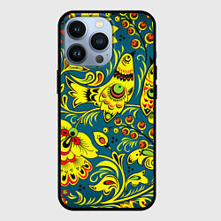 Чехол для iPhone 13 Pro Хохломская Роспись Две Птицы, цвет: 3D-черный