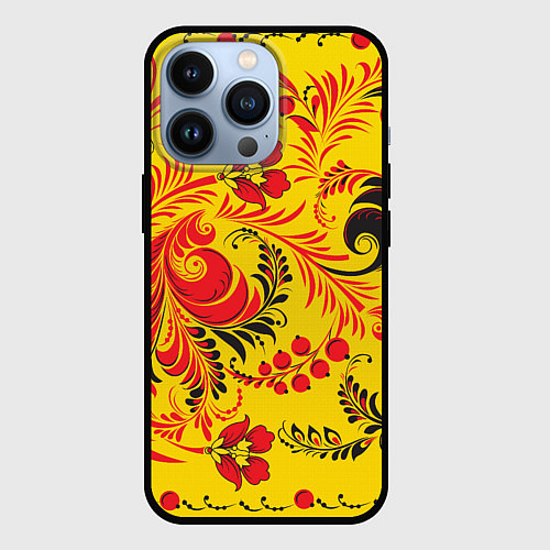 Чехол iPhone 13 Pro Хохломская Роспись Цветы / 3D-Черный – фото 1