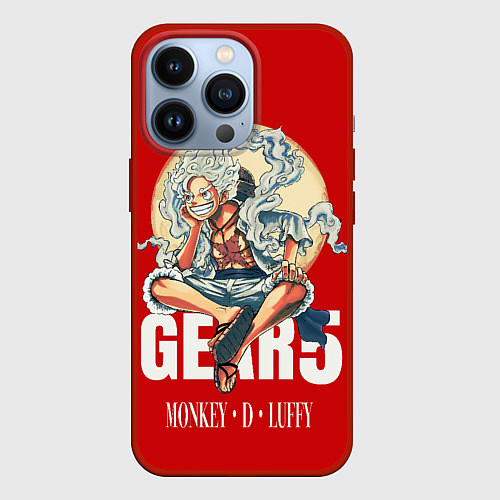 Чехол iPhone 13 Pro ЛУФФИ 5 ГИР ONE PIECE На луне / 3D-Красный – фото 1